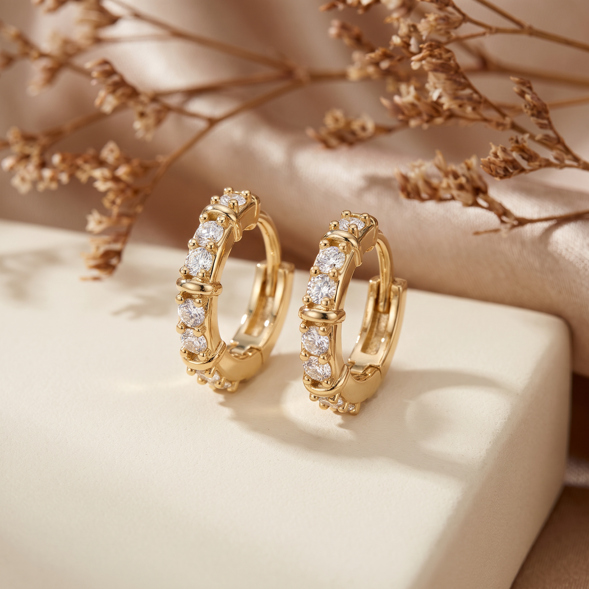 Classic Bar Set Hoop Diamond Earring