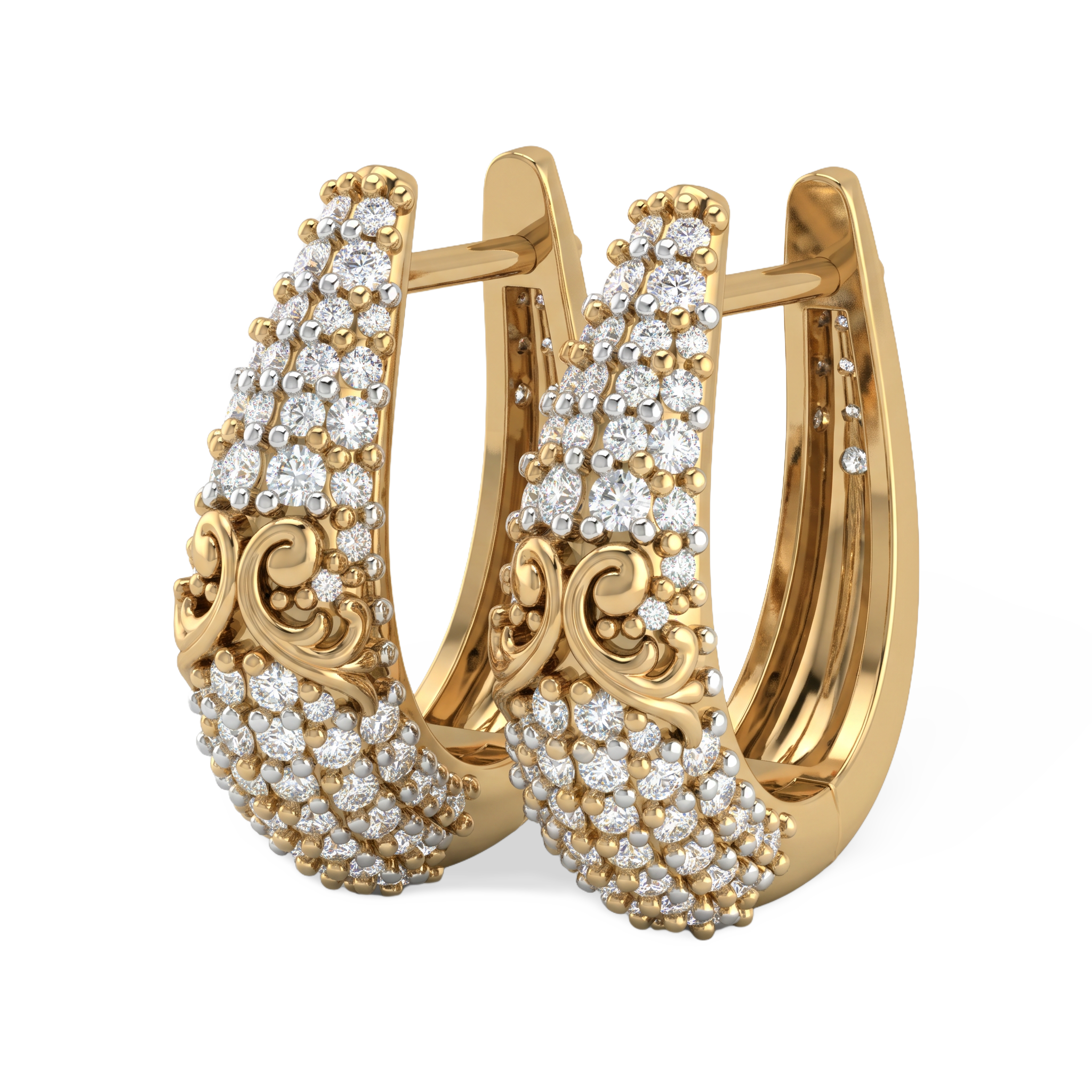 The Royal Acanthus Diamond Hoops Earring