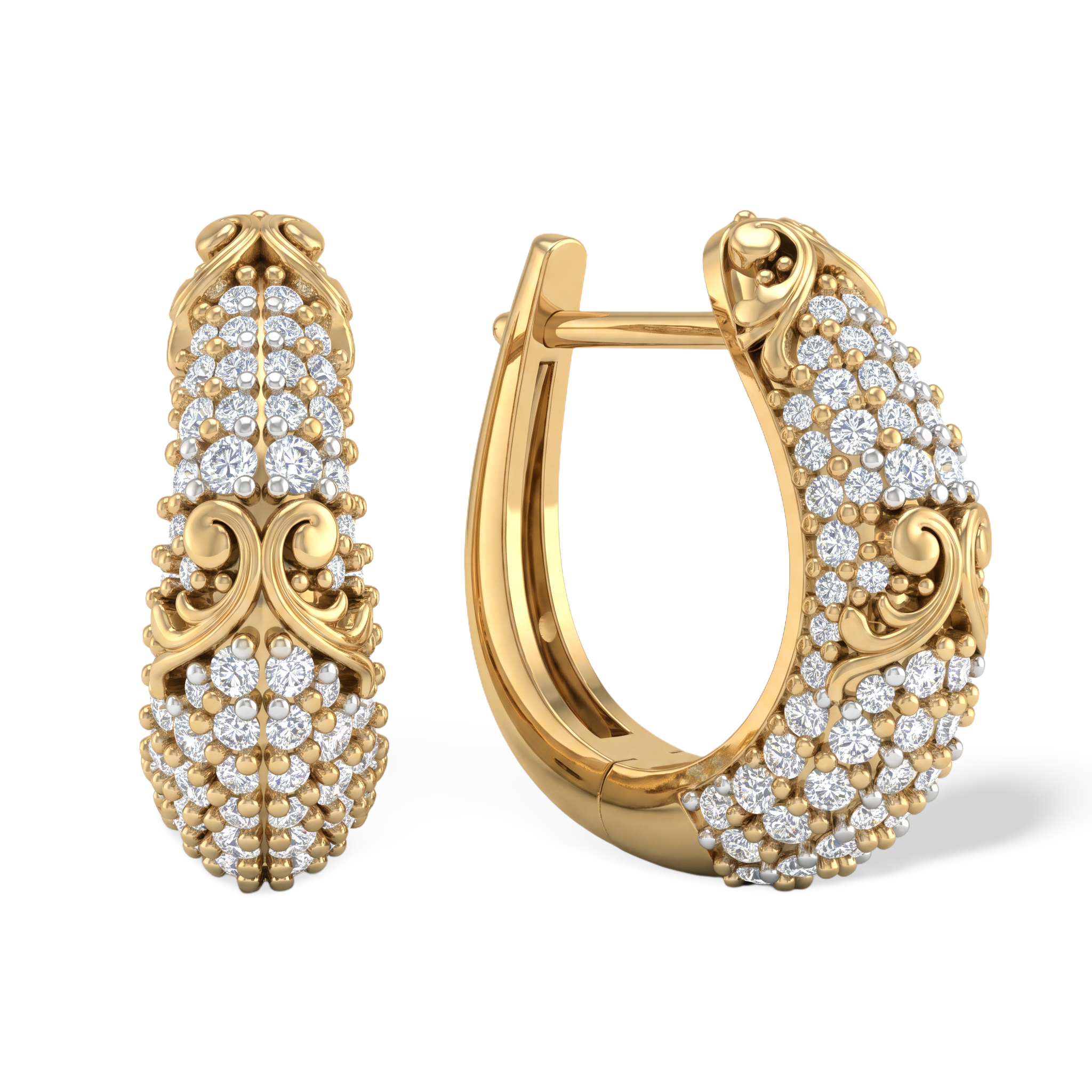 The Royal Acanthus Diamond Hoops Earring
