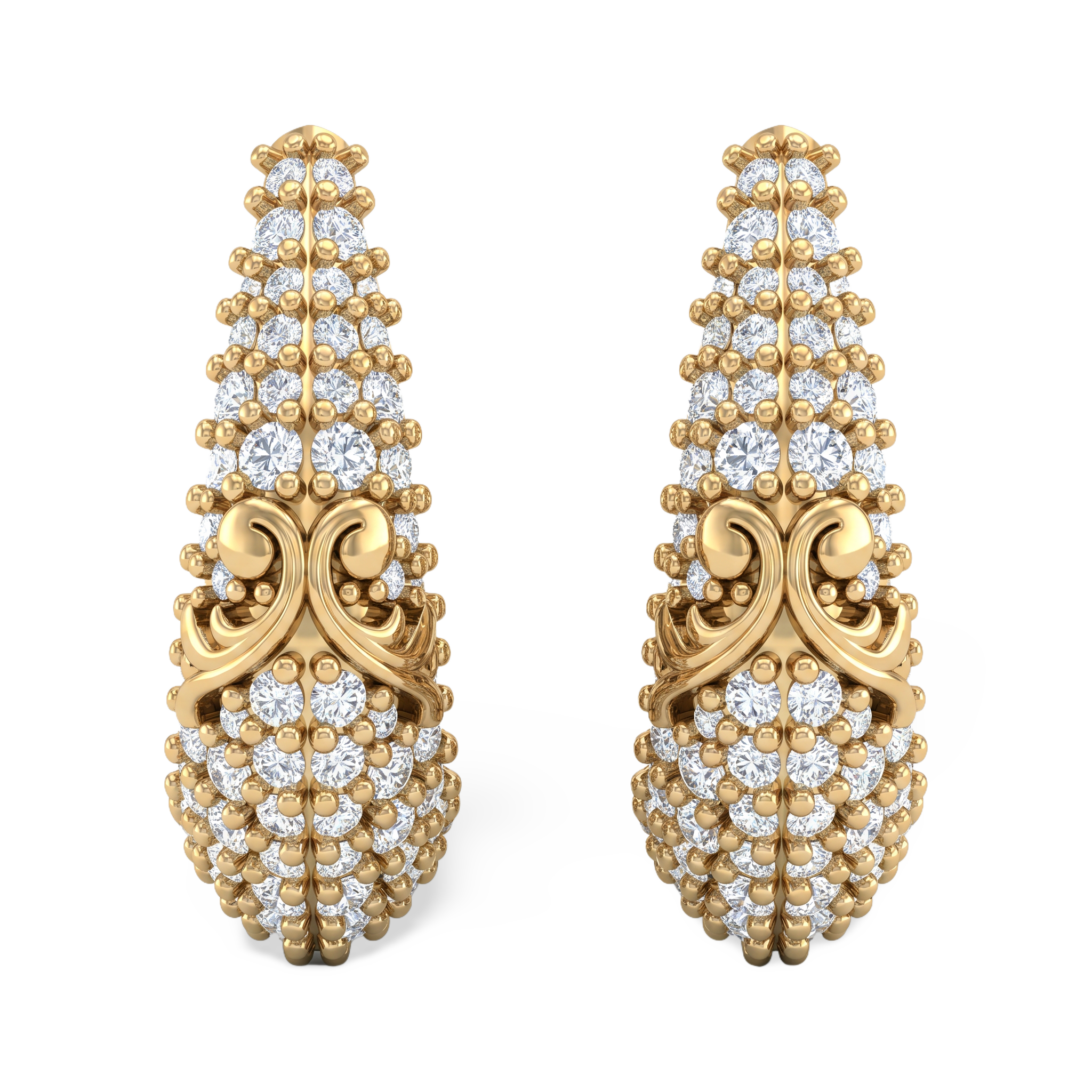 The Royal Acanthus Diamond Hoops Earring