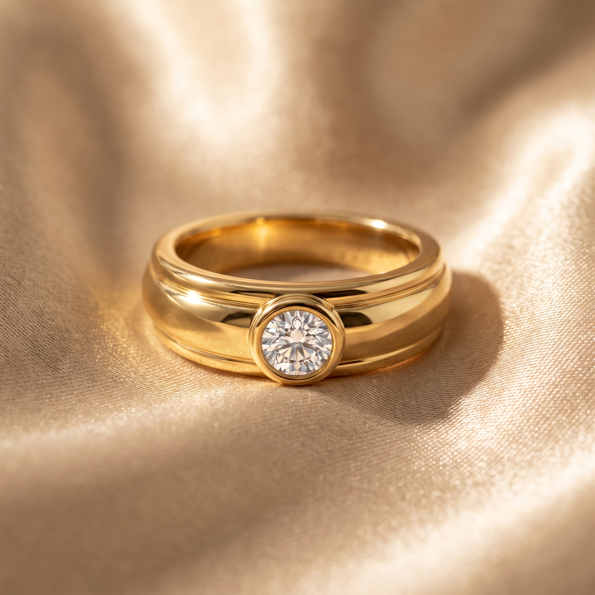Sovereign Bezel Ridge Men's Solitaire Ring