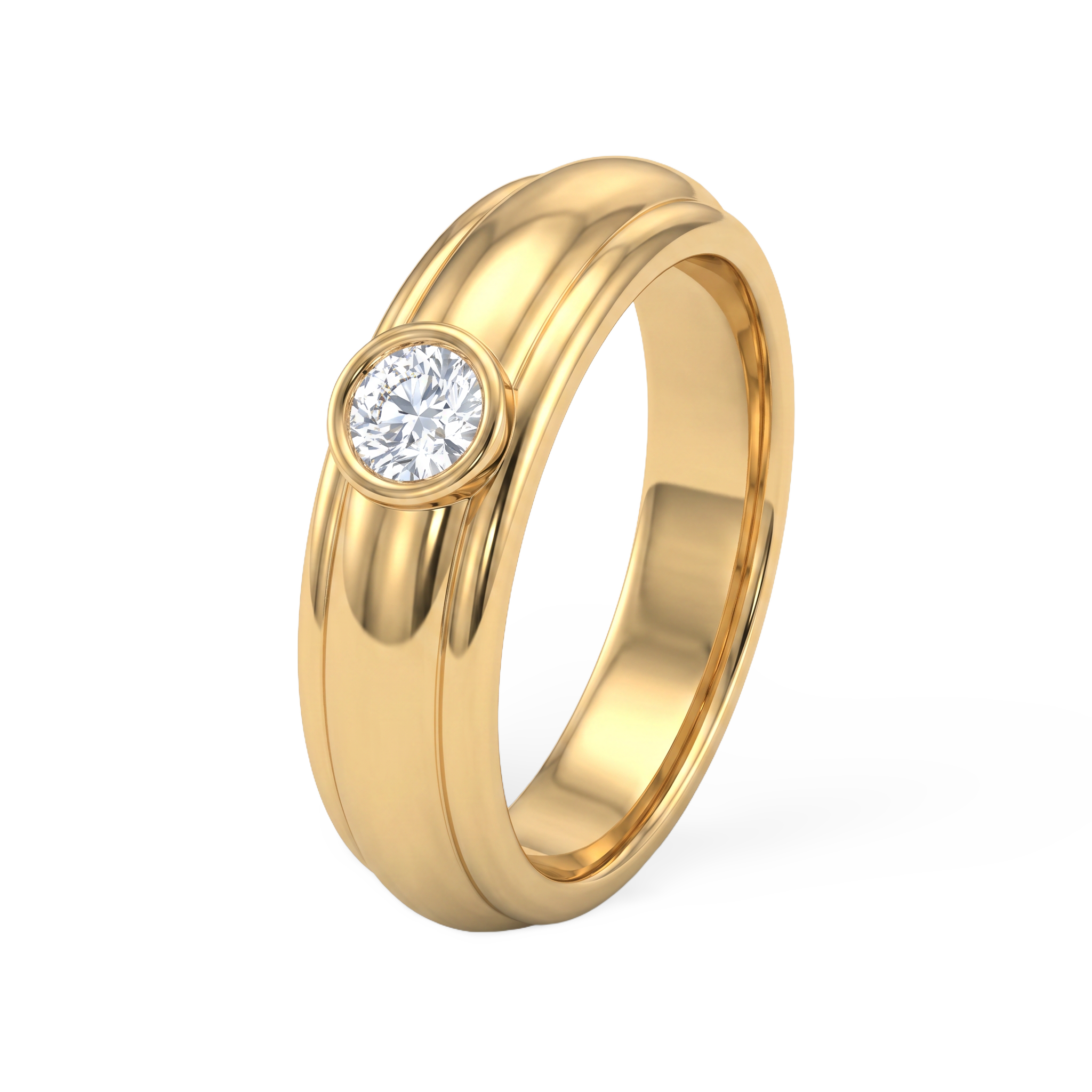 Sovereign Bezel Ridge Men's Solitaire Ring