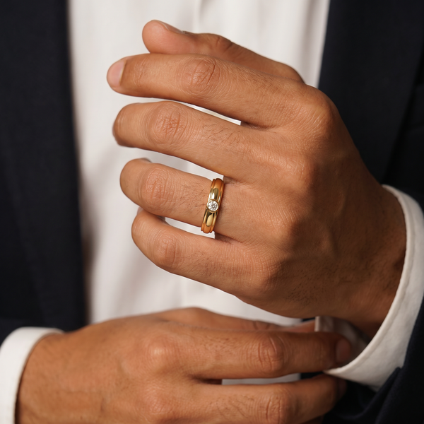 Sovereign Bezel Ridge Men's Solitaire Ring