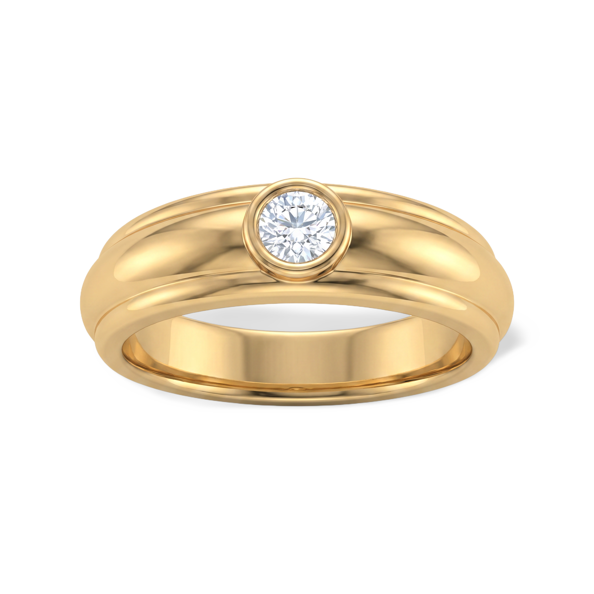 Sovereign Bezel Ridge Men's Solitaire Ring