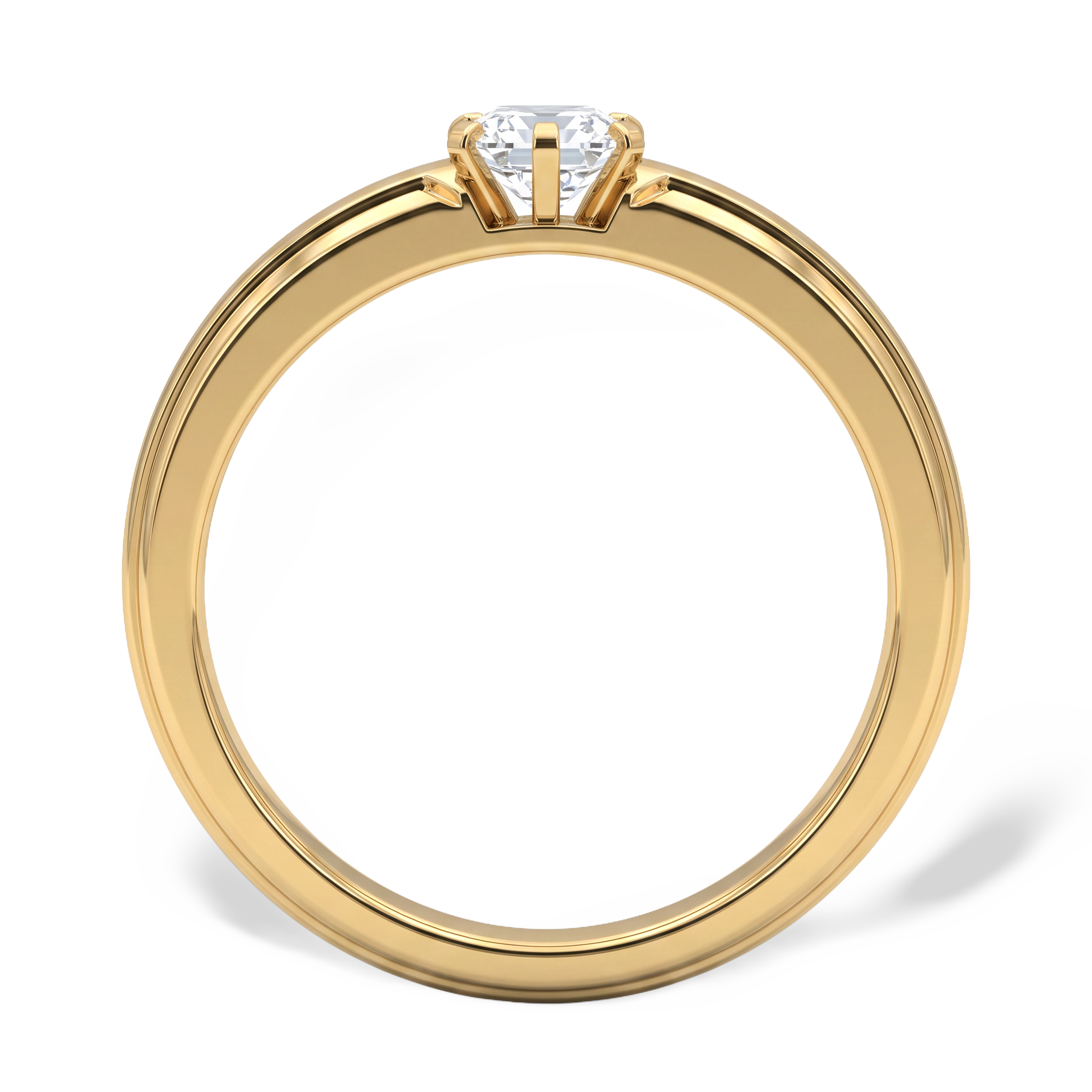 Asscher Groove Men's Solitaire Ring