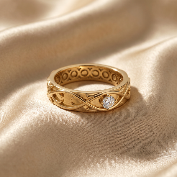 Highland Braid Beveled Men's Solitaire Ring