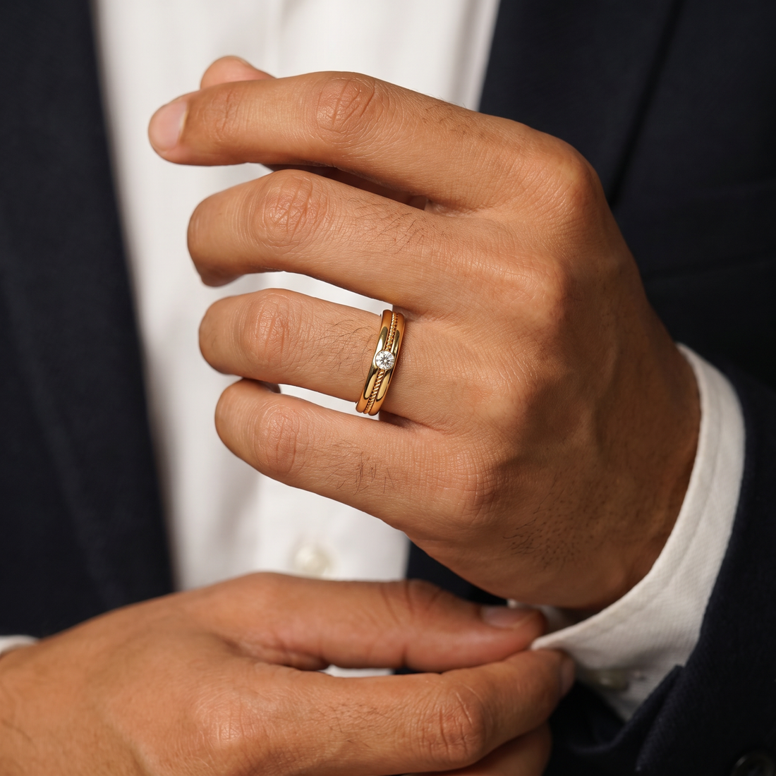Dynasty Tapered Band Men's Solitaire Ring