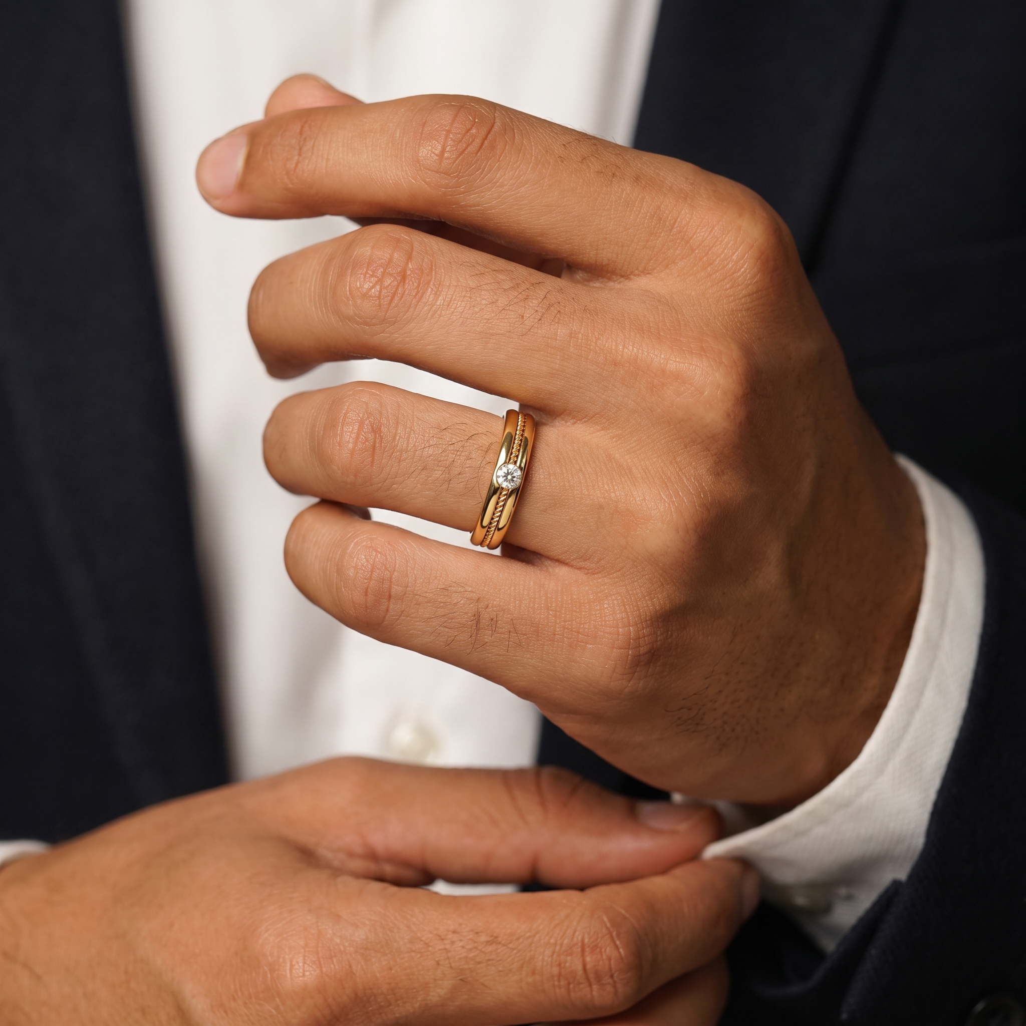 Dynasty Tapered Band Men's Solitaire Ring