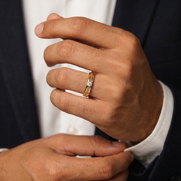 Dynasty Tapered Band Men's Solitaire Ring