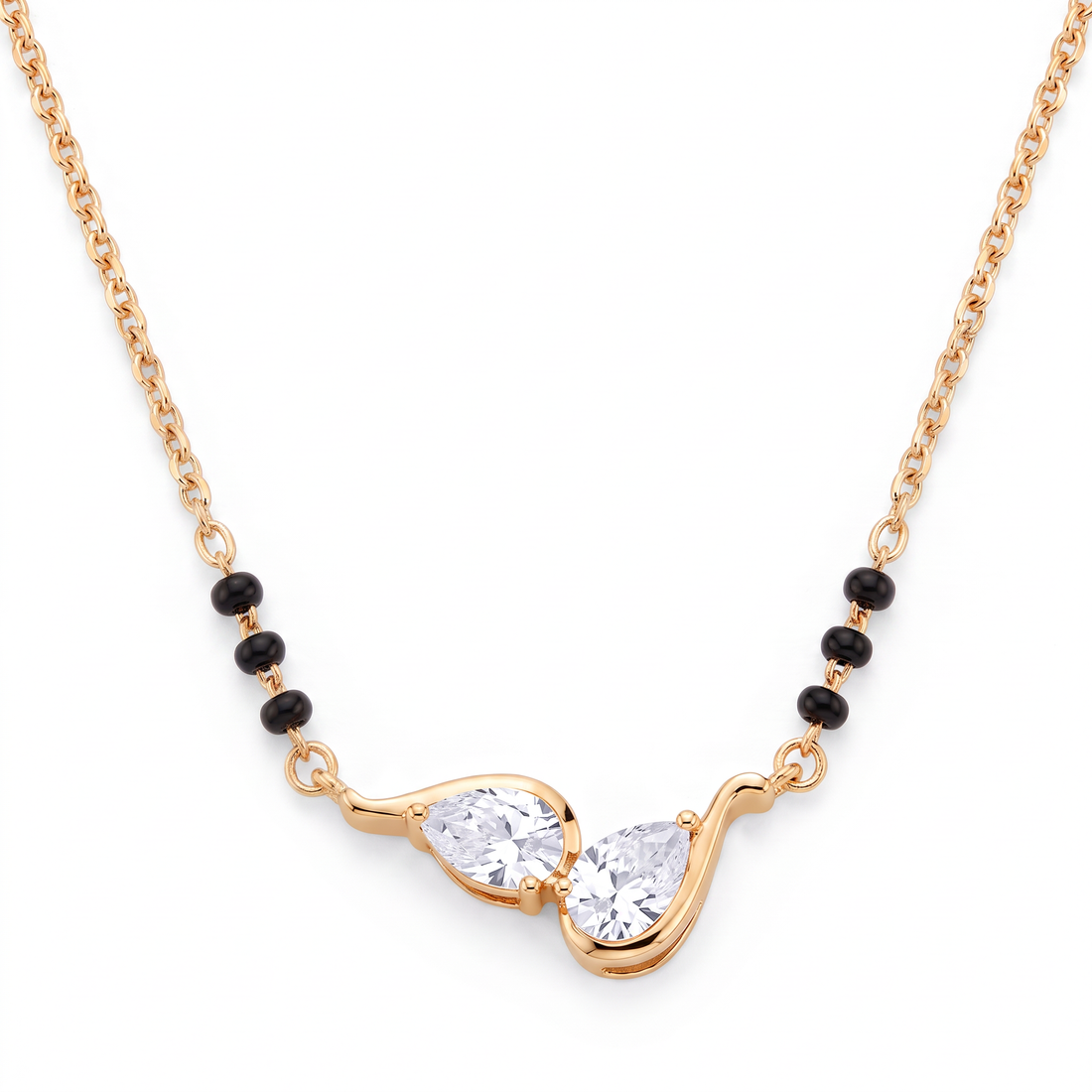 Swirling Twin Pear Diamond Mangalsutra