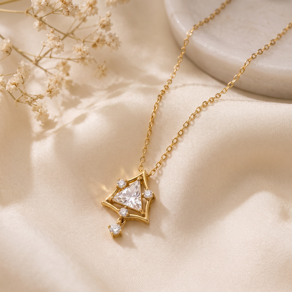Trilliant Cut Feature Diamond Pendant