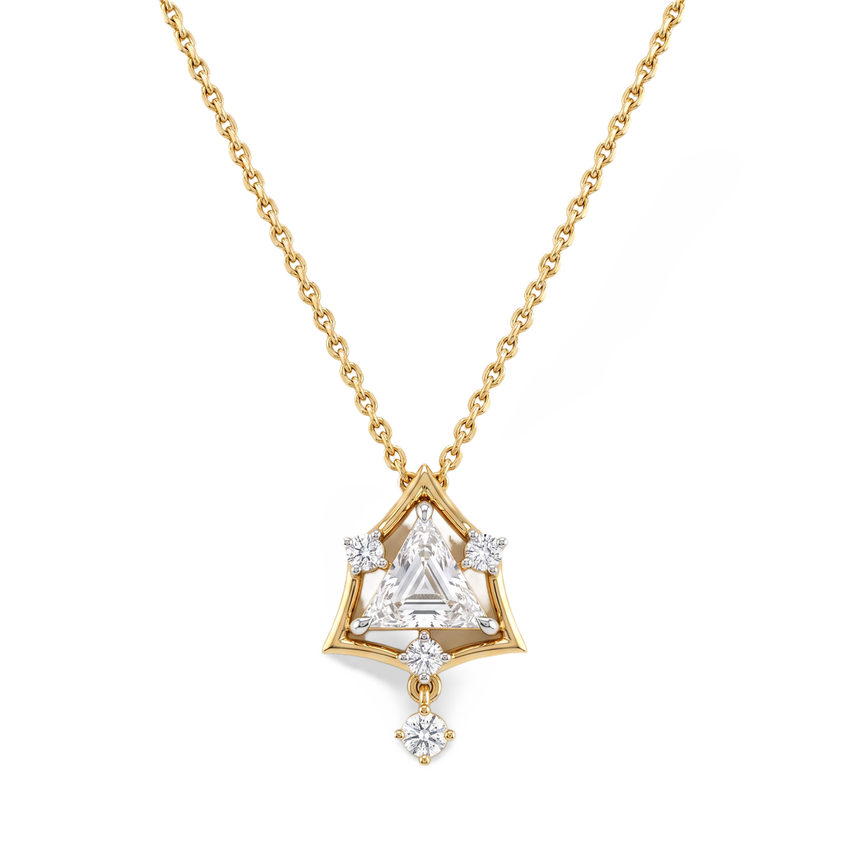Trilliant Cut Feature Diamond Pendant