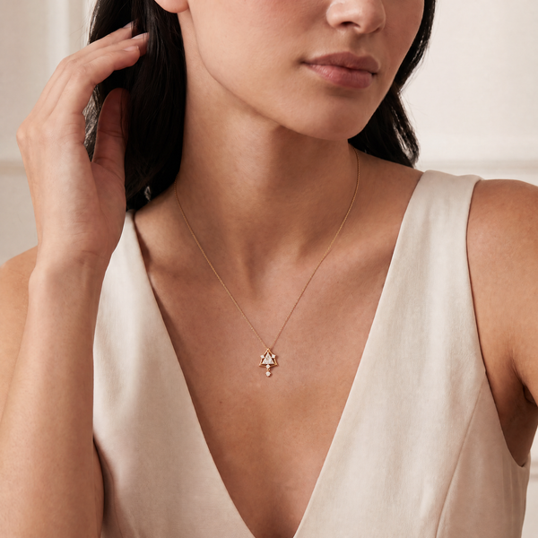 Trilliant Cut Feature Diamond Pendant