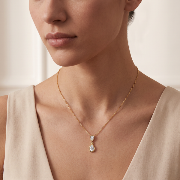 Refined Dual Pear Cut Diamond Pendant