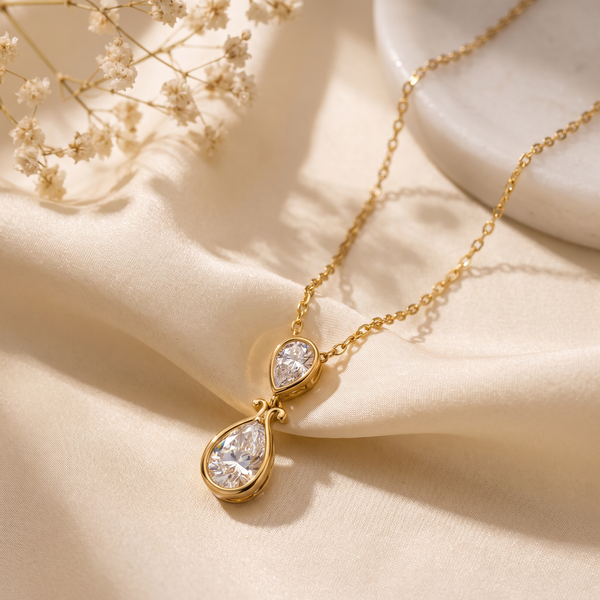 Refined Dual Pear Cut Diamond Pendant