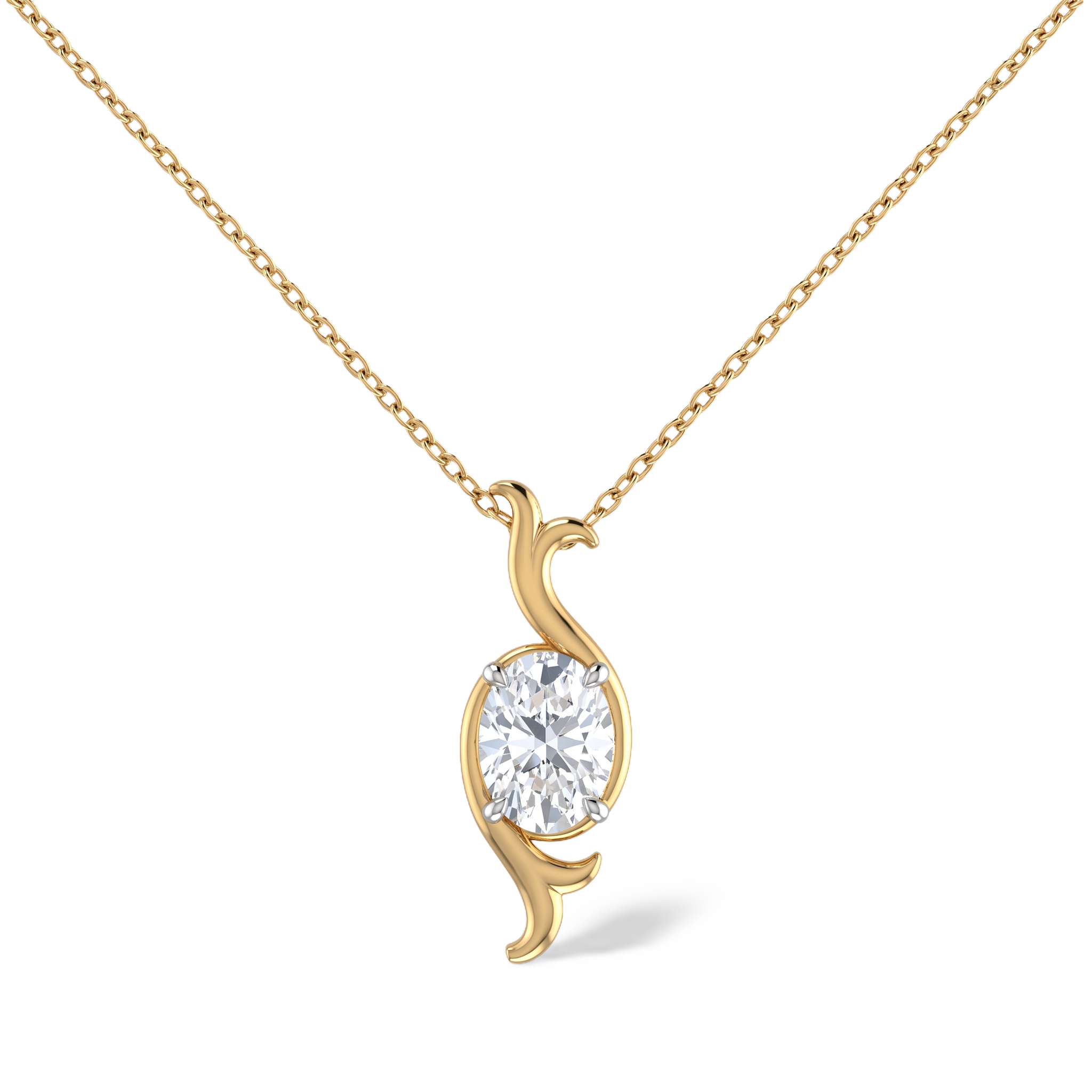 Oval Shaped Elegant Modern Drop Lab Grown Pendant