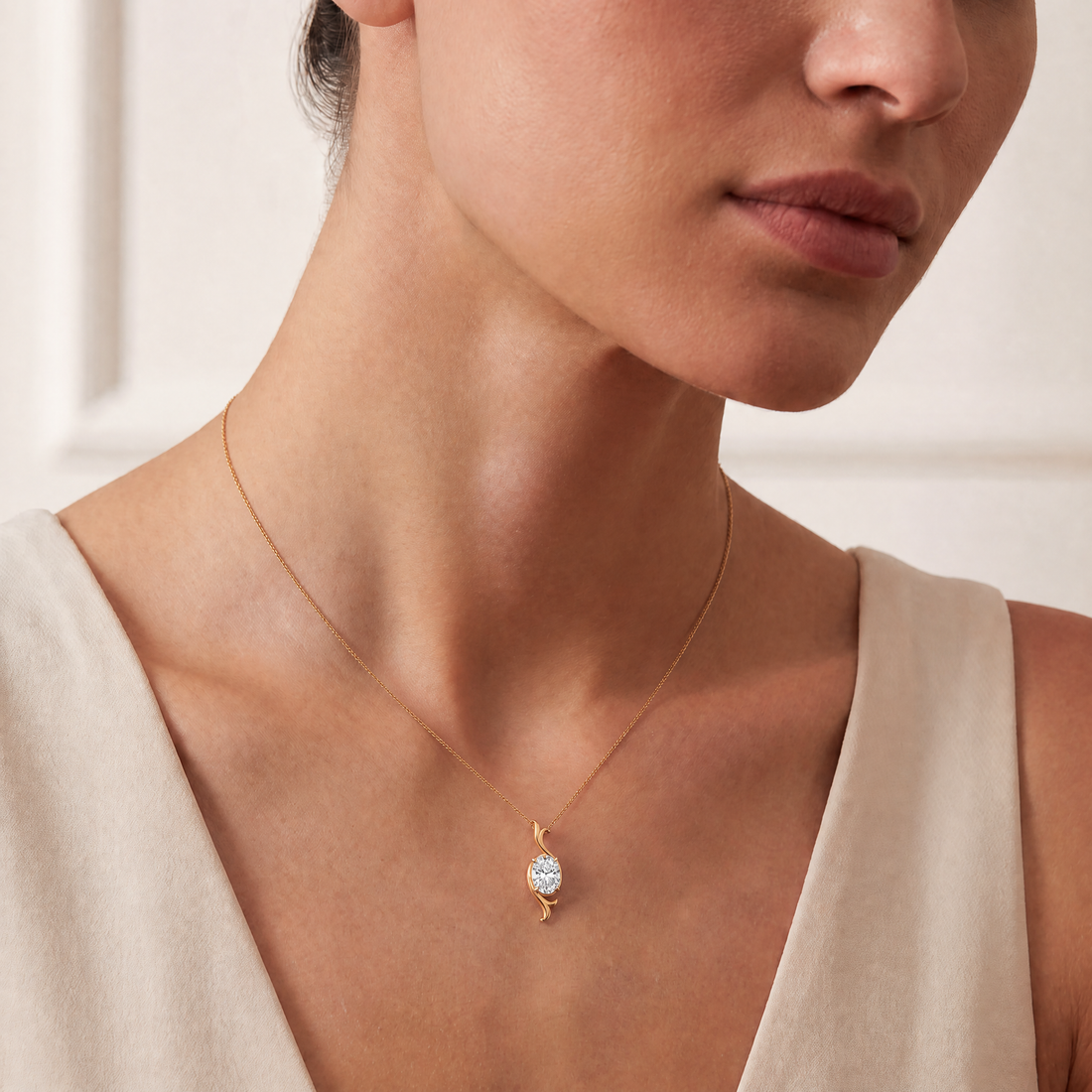 Oval Shaped Elegant Modern Drop Lab Grown Pendant