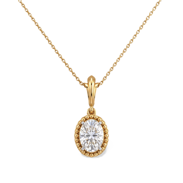 Oval Beaded Edge Diamond Pendant