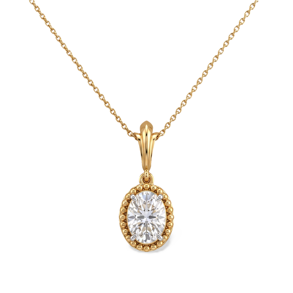 Oval Beaded Edge Diamond Pendant