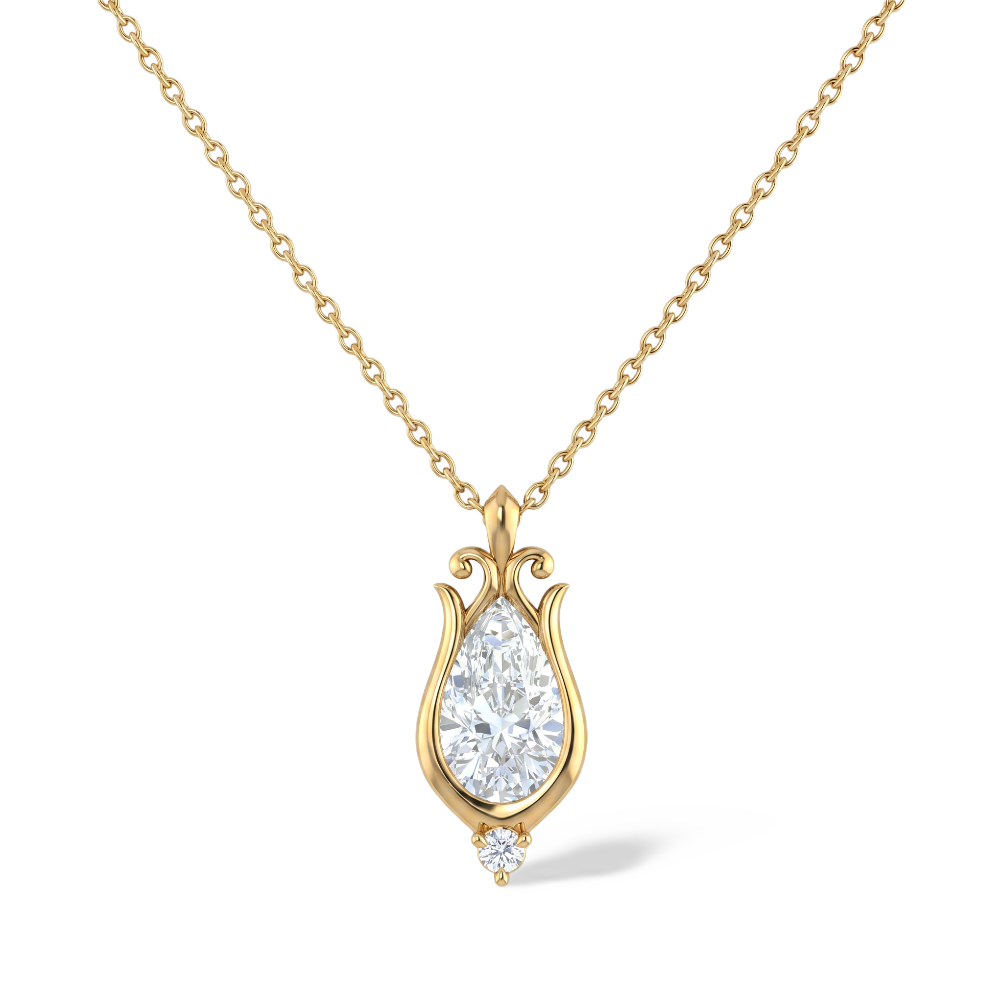 Exquisite Bezel Set Pear Diamond Pendant