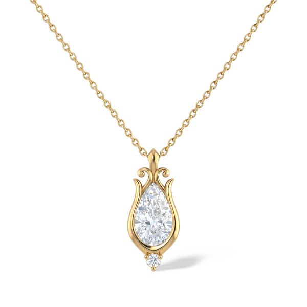 Exquisite Bezel Set Pear Diamond Pendant