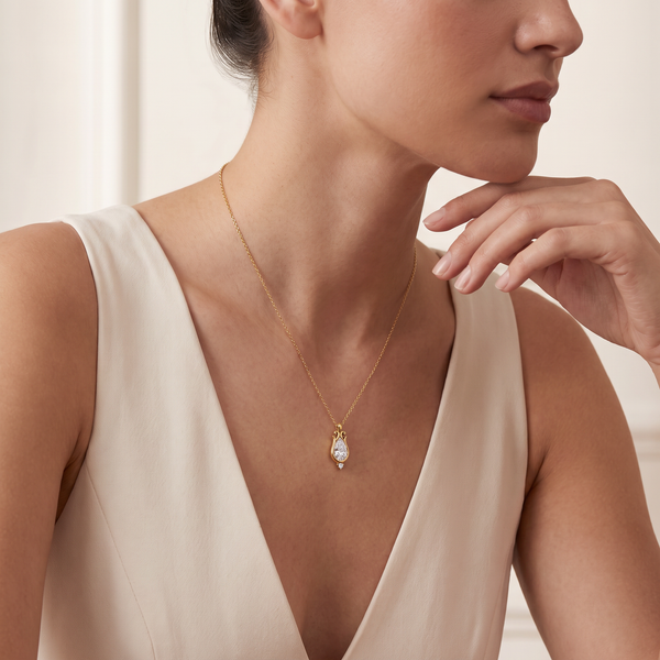 Exquisite Bezel Set Pear Diamond Pendant