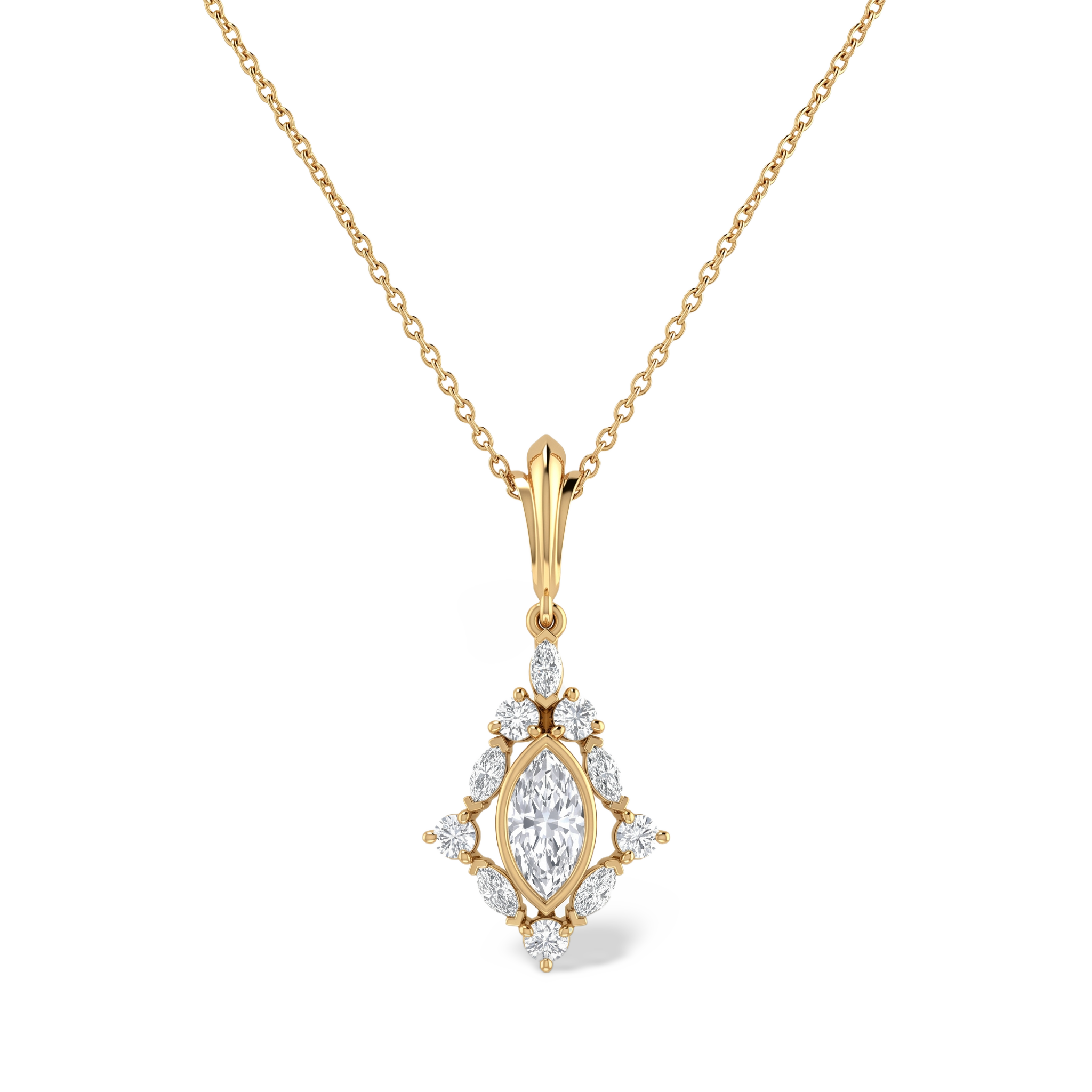 Marquise Shape Diamond Frame Lab Grown Pendants