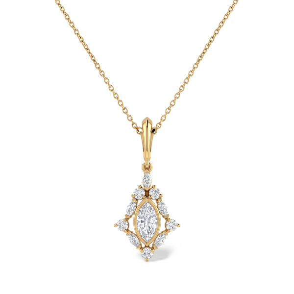 Marquise Shape Diamond Frame Lab Grown Pendants