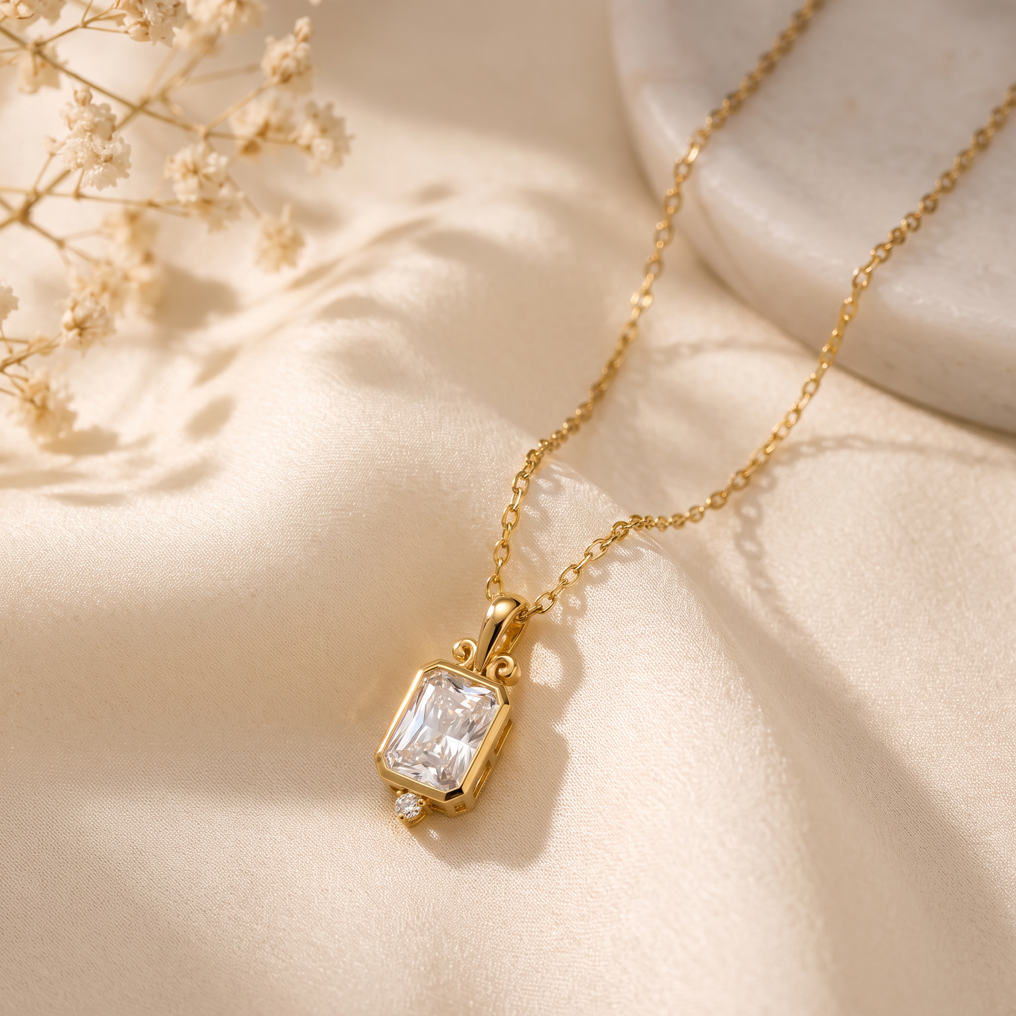 Radiant Bezel Set Lab Grown Diamond Pendant
