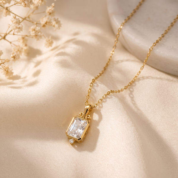 Radiant Bezel Set Lab Grown Diamond Pendant