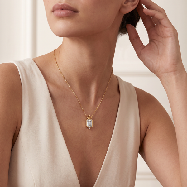 Radiant Bezel Set Lab Grown Diamond Pendant