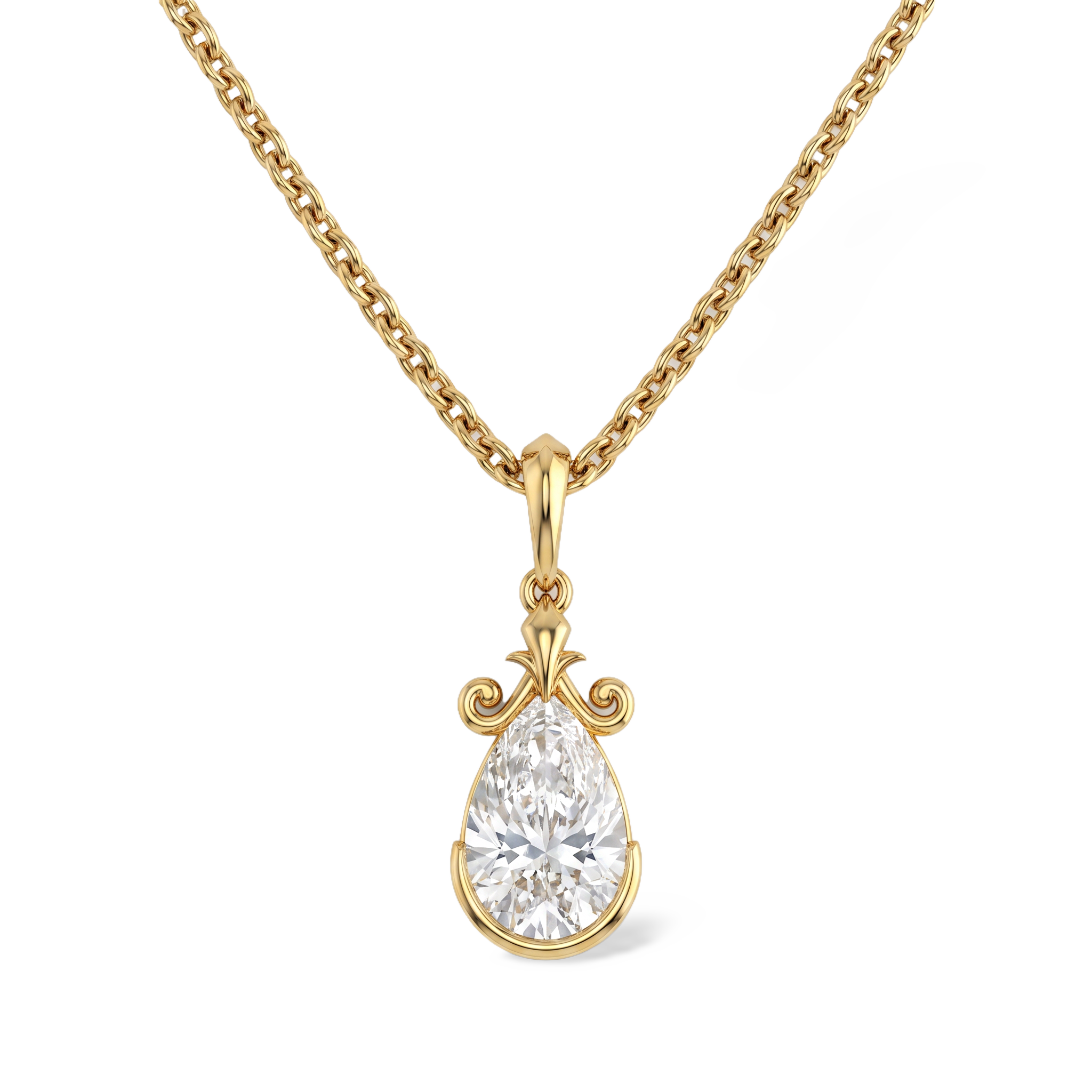 Graceful Pear Shaped Lab Grown Diamond Pendant
