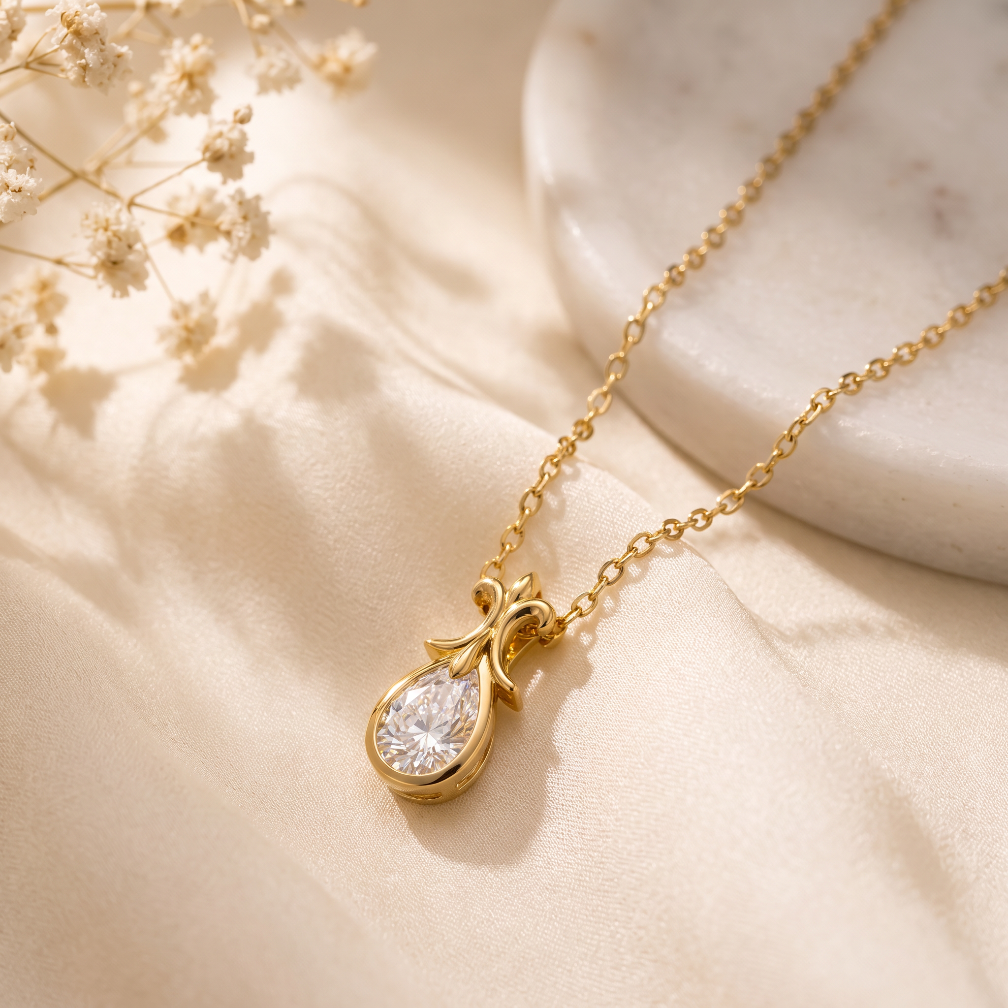 Regal Teardrop Shaped Lab Grown Diamond Pendant