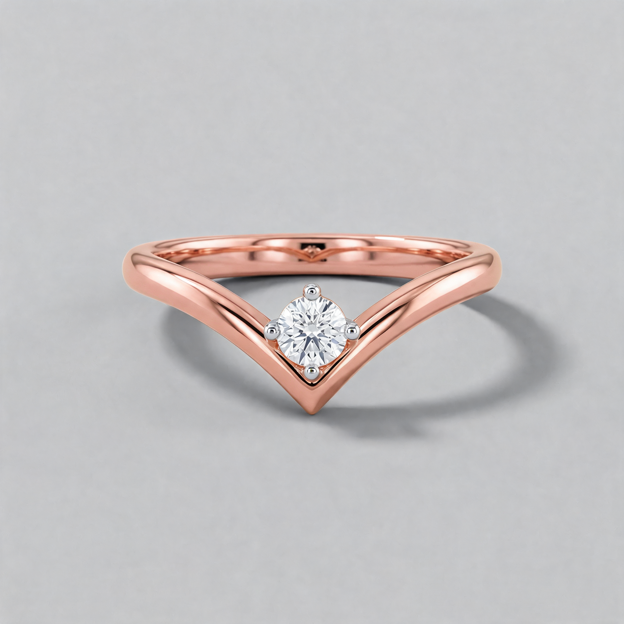 Solitaire V-Shaped Lab Grown Diamond Ring