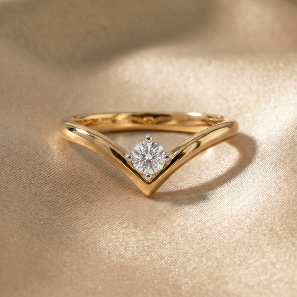Solitaire V-Shaped Lab Grown Diamond Ring