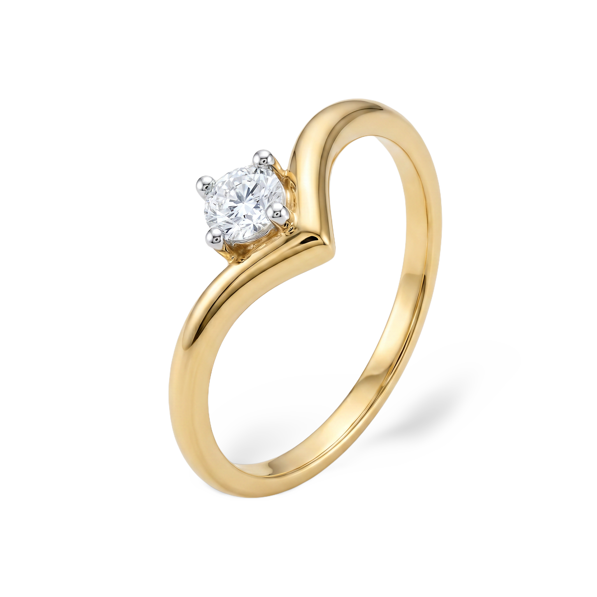 Solitaire V-Shaped Lab Grown Diamond Ring