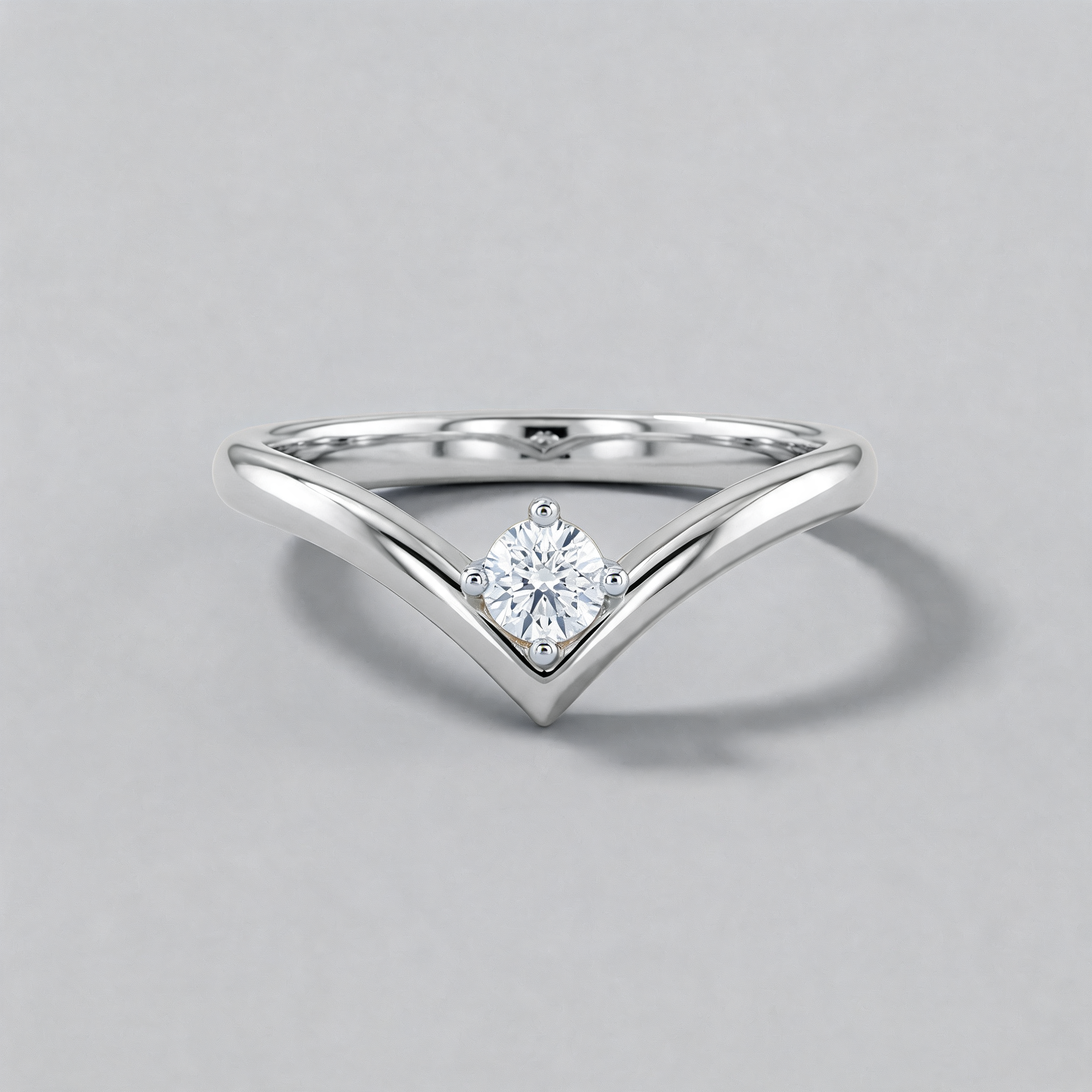 Solitaire V-Shaped Lab Grown Diamond Ring