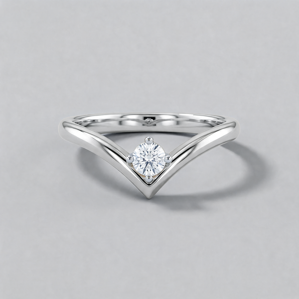Solitaire V-Shaped Lab Grown Diamond Ring