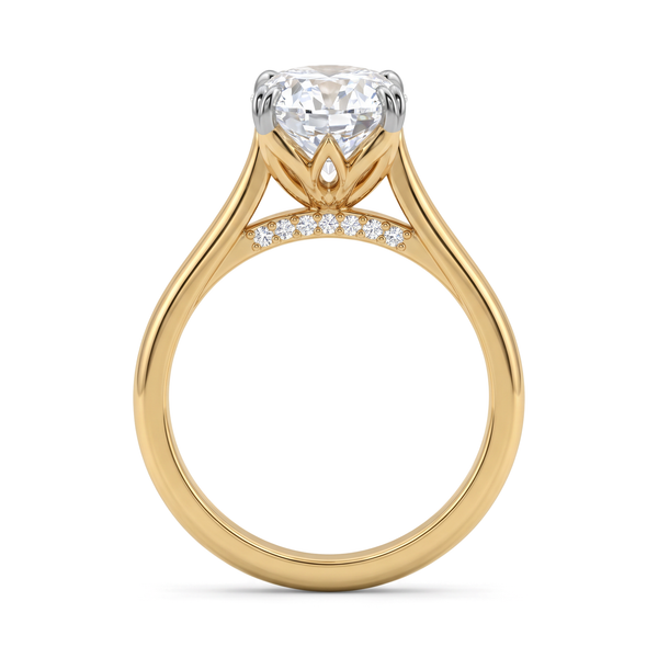 Lotus Petal Cathedral Oval Solitaire Ring
