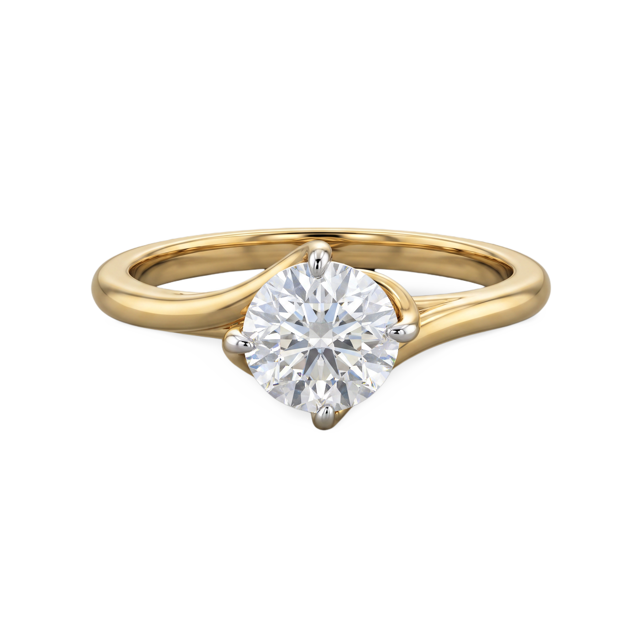 Refined Twisted Shank Round Solitaire Lab Grown Diamond Ring
