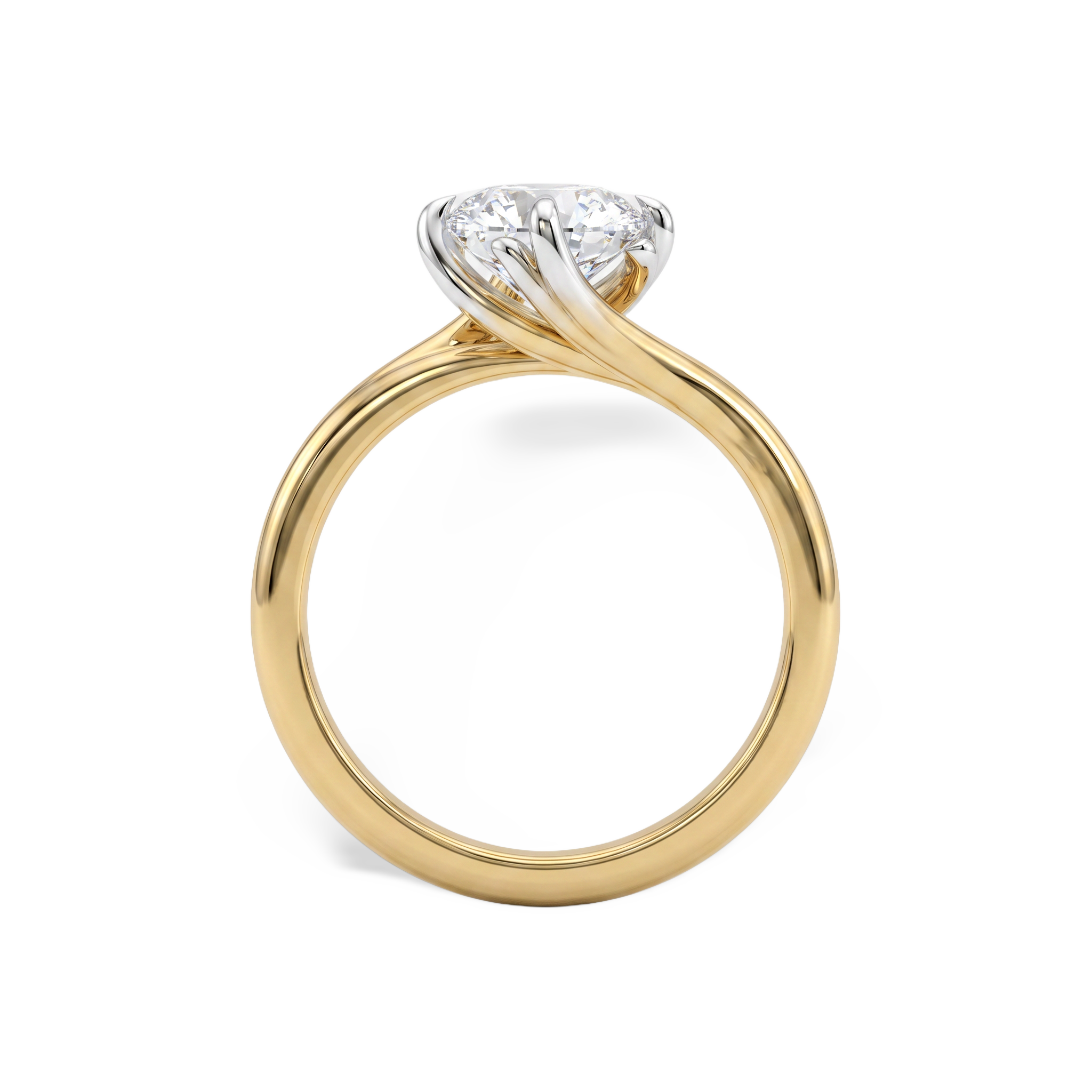 Refined Twisted Shank Round Solitaire Lab Grown Diamond Ring
