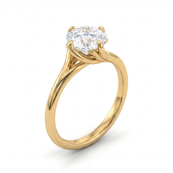 Crested Vine Solitaire Ring