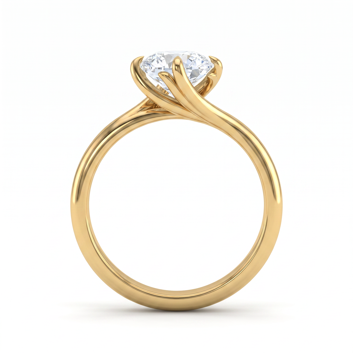 Crested Vine Solitaire Ring