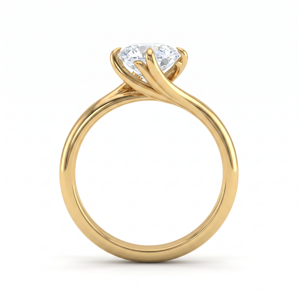 Crested Vine Solitaire Ring