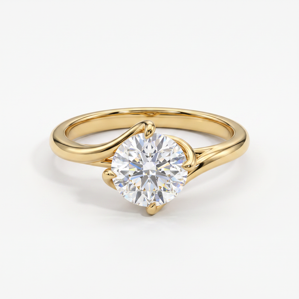 Crested Vine Solitaire Ring