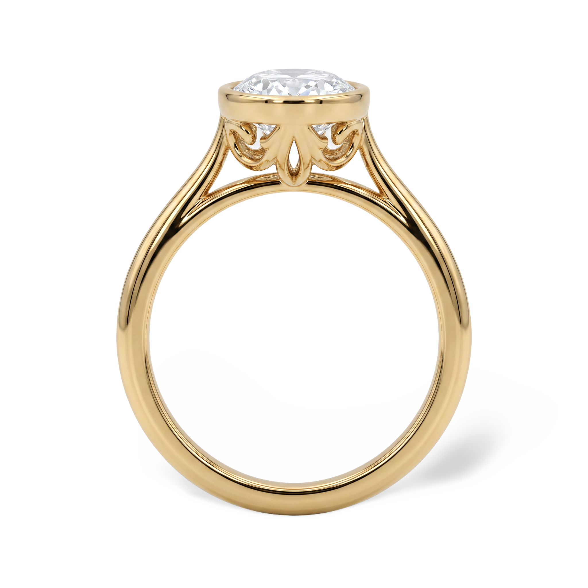 Modern Bezel Set Oval Lab Grown Diamond Ring
