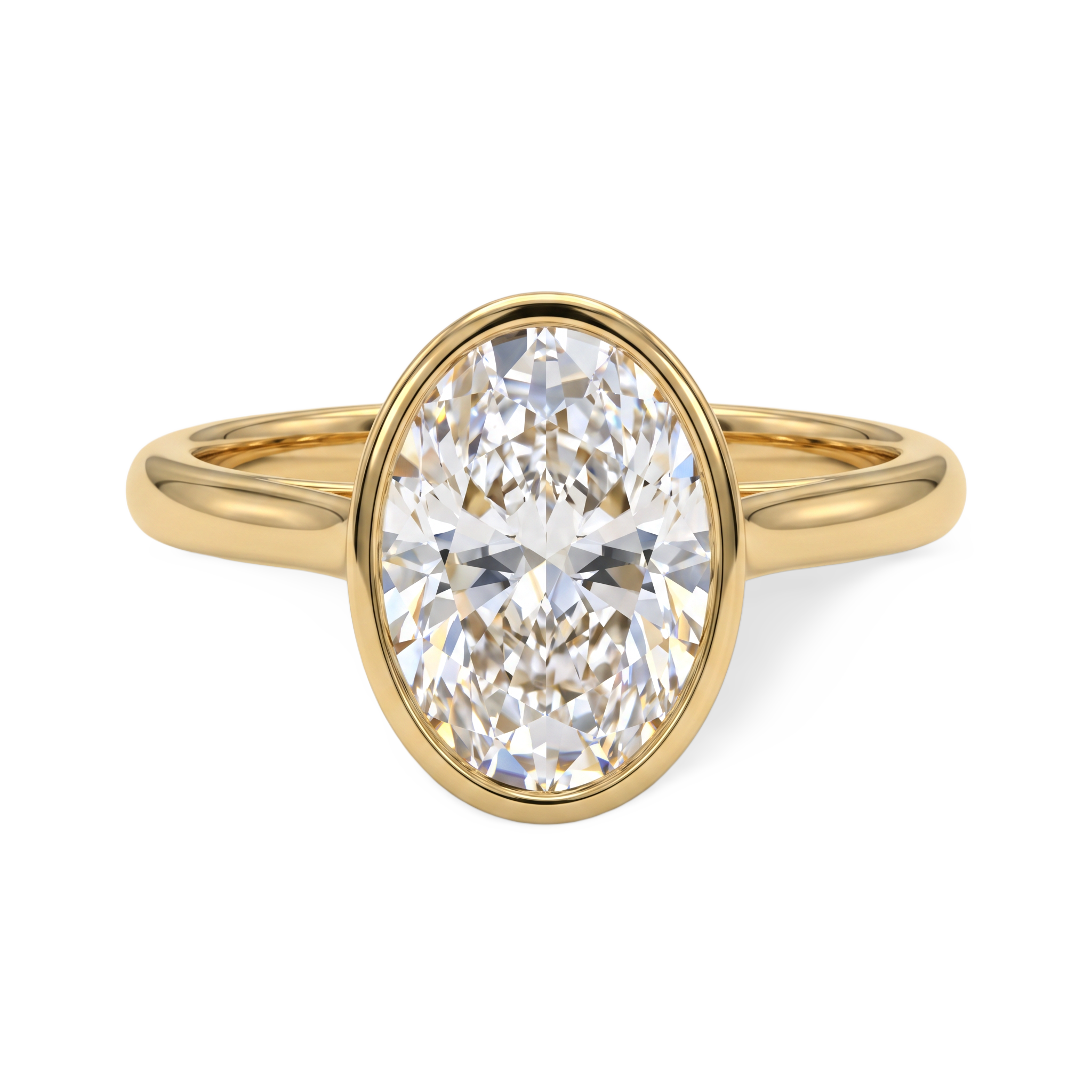 Modern Bezel Set Oval Lab Grown Diamond Ring