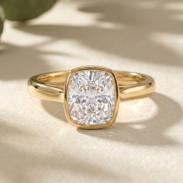 The Royale Elongated Cushion Bezel Solitaire Ring