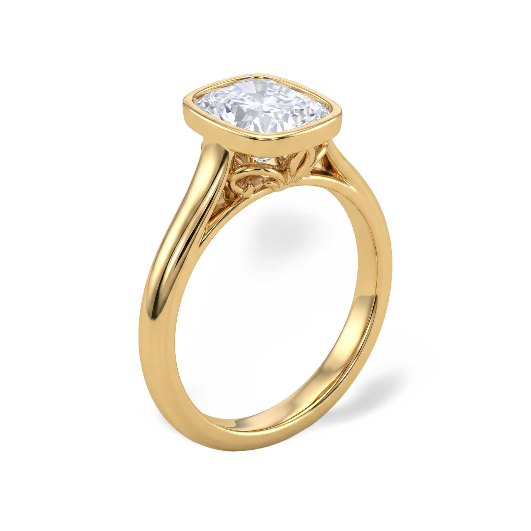 Rectangular Cushion Bezel Set Lab Grown Diamond Ring