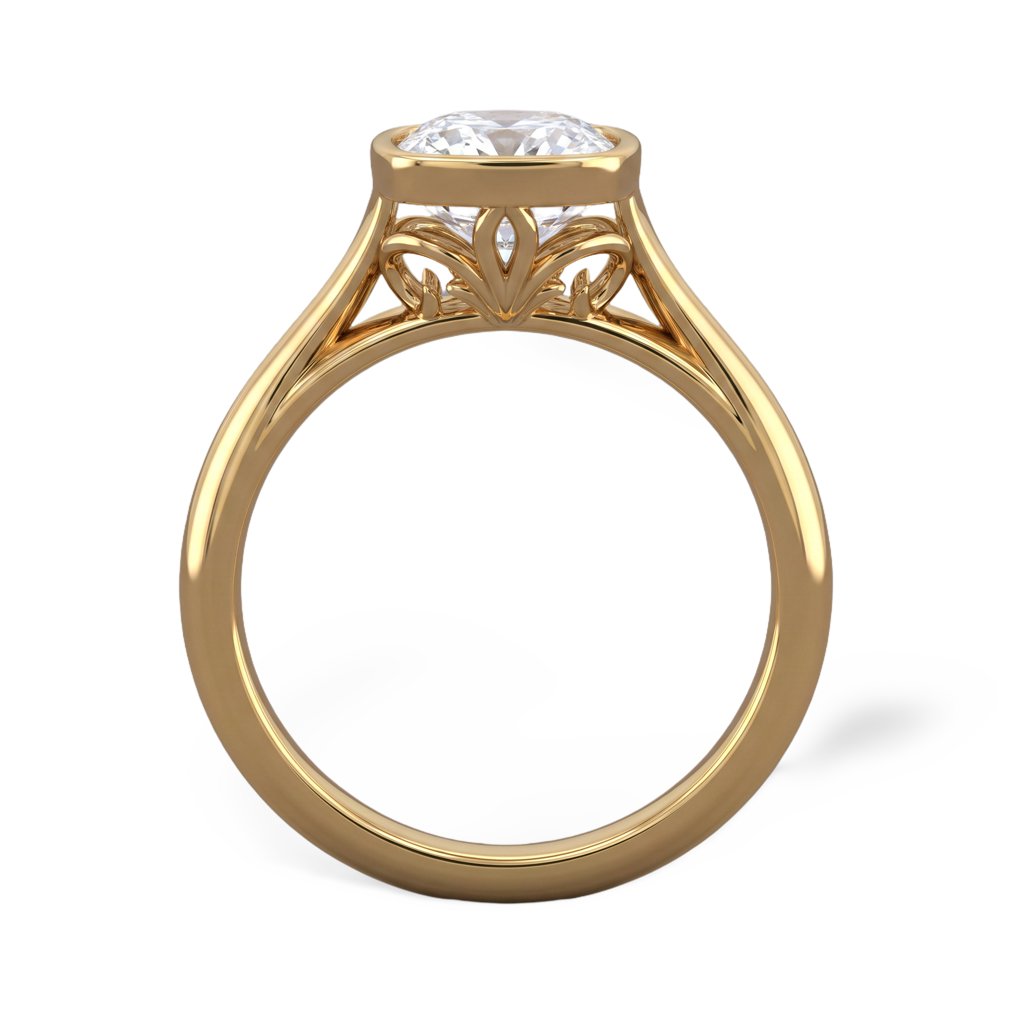 Rectangular Cushion Bezel Set Lab Grown Diamond Ring